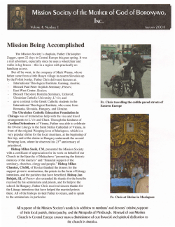 Mission Being Accomplished - Our Lady of Boronyavo Mission Society