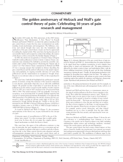 the golden anniversary of melzack and Wall`s gate control theory of