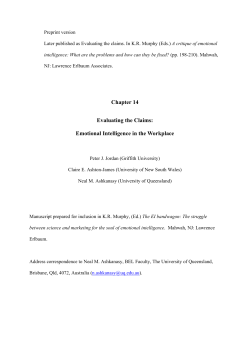 Chapter 14 Evaluating the Claims: Emotional Intelligence