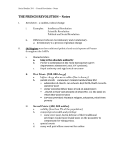 THE FRENCH REVOLUTION &ndash; Notes