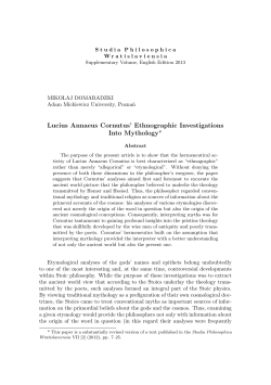 Lucius Annaeus Cornutus` Ethnographic Investigations Into Mythology
