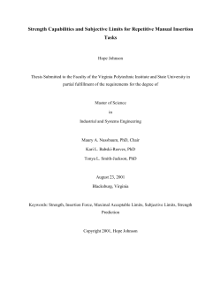 Strength Capabilities and Subjective Limits for Repetitive Manual