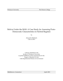 Bolivia Under the Mas: A Case Study for Assessing