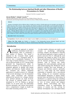 The Relationship between Spiritual Health and other Dimensions of
