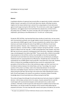 DETERRENCE IN THE GULF WAR1 Avner Golov Abstract A