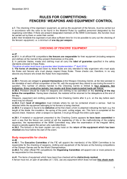 rules for competitions: fencers` weapons and equipment control