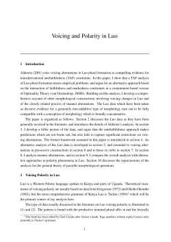 Voicing and Polarity in Luo