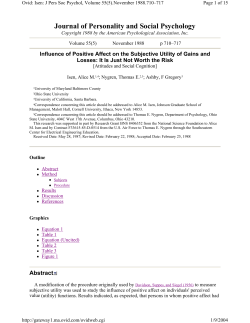 Affect and Subjective Utility - UCLA Anderson School of Management