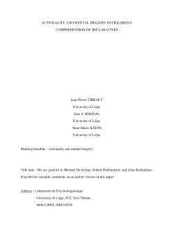 ACTIONALITY AND MENTAL IMAGERY IN CHILDREN`S