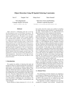Object Detection Using 2D Spatial Ordering