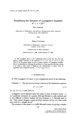 Simplifying the Solution of Ljunggren`s X ~ + 1 = 2Y 4 Equation