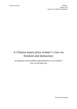 A Chinese peace prize winner`s view on freedom and democracy