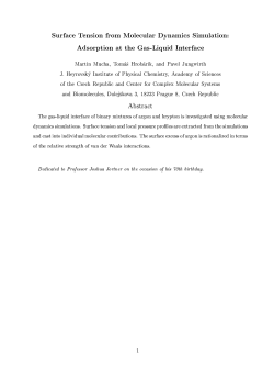 Surface Tension from Molecular Dynamics Simulation: Adsorption at