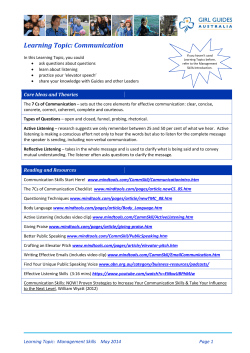 Learning Topic: Communication