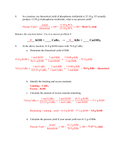Unit 10: Stoichiometry Review KEY