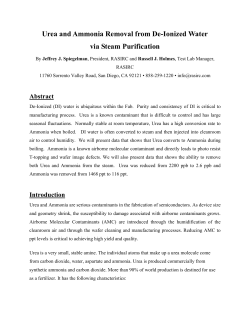 Urea and Ammonia Removal from De-Ionized Water