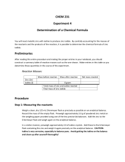 CHEM 231 Experiment 4 Determination of a Chemical Formula