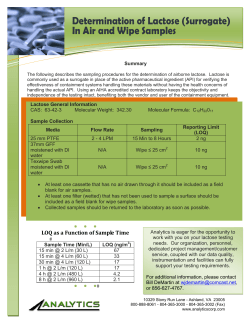 Determination of Lactose (Surrogate) In Air and Wipe Samples