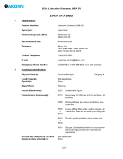 SDS: Lidocaine Ointment, USP 5%