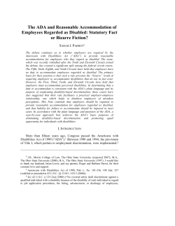 The ADA and Reasonable Accommodation of Employees Regarded