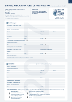 BINDING APPLICATION FORM OF PARTICIPATION / Submitting