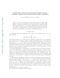 Generating nested quadrature formulas for general weight functions
