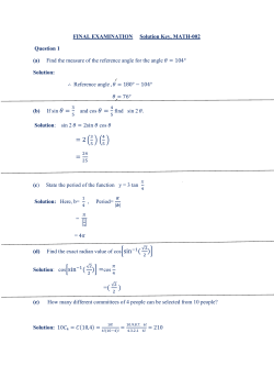 FINAL EXAMINATION Solution Key, MATH