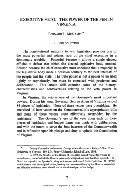 executive veto: the power of the pen in virginia