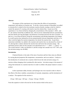 Chemical Kinetics, a clock reaction