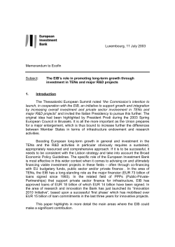 The EIB`s role in promoting long-term growth through investment in