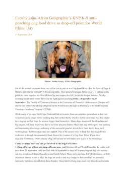 Faculty joins Africa Geographic`s KNP K-9 anti