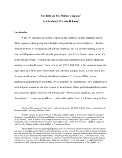 The Bible and U.S. Military Chaplains1 by Chaplain (LTC) John D