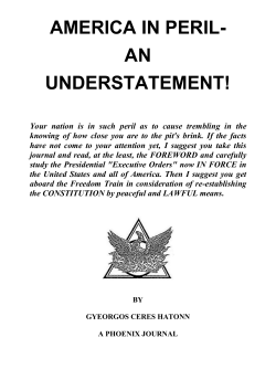 AMERICA IN PERIL- AN UNDERSTATEMENT!