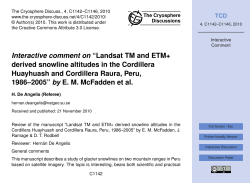 Interactive comment on &ldquo;Landsat TM and ETM+ derived