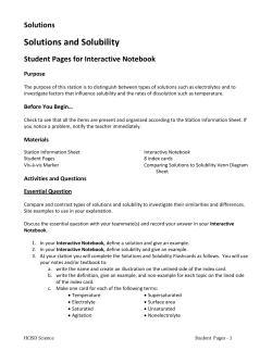 Solutions and Solubility