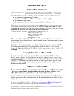 Placement File Packet - Roberts Wesleyan College
