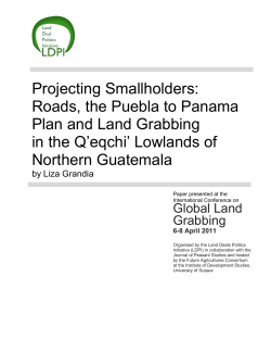 Projecting Smallholders: Roads, the Puebla to Panama Plan and