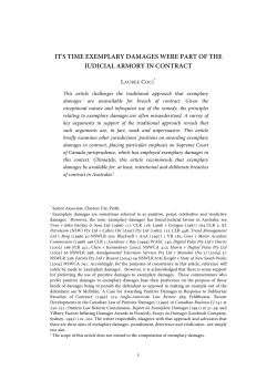 it`s time exemplary damages were part of the judicial armory in contract