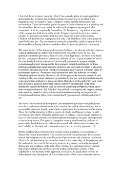 I fear that the expression &ldquo;security reform&rdquo; has earned a place in