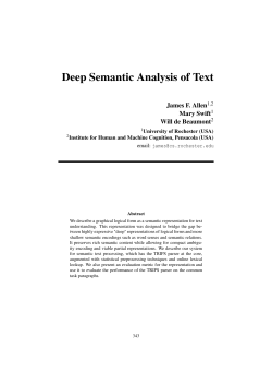 Deep Semantic Analysis of Text - Association for Computational