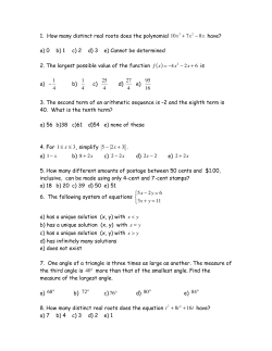 1. How many distinct real roots does the polynomial 10x3 + 7x2 &minus; 8x