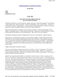 Advisory Opinion, 1996 I.C.J. 226 - University of Michigan Law School