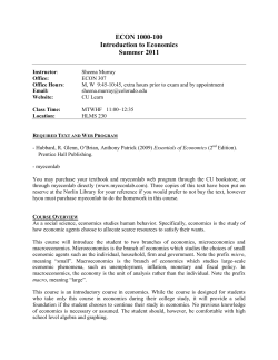 ECON 1000-100: Introduction to Economics