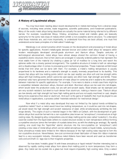 A History of Liquidmetal alloys: