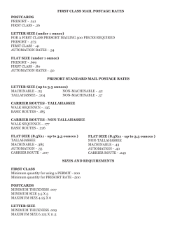 POSTCARDS PRESORT - .241 FIRST CLASS