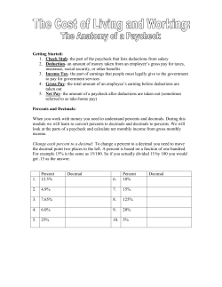 1. Check Stub- the part of the paycheck that lists deductions from