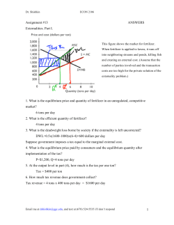 1 Assignment #13 ANSWERS Externalities. Part I. 1. What is the