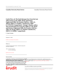 Curtis Price, ed. The Early Baroque Era: From the Late
