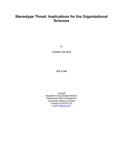 Stereotype Threat: Implications for the Organizational Sciences