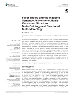 Facet Theory and the Mapping Sentence As Hermeneutically